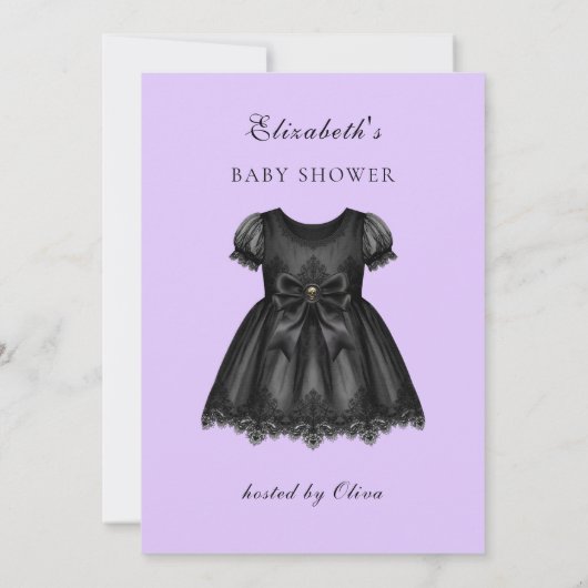 Elegant Paarse gotische Baby shower Kaart (Achterkant)