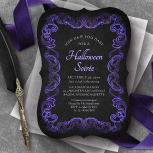 Elegant Paarse Gotische Halloween Feest Kaart