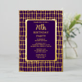 Elegant Paarse Goud 70e Aangepaste Verjaardag Part Folie Uitnodiging (Staand Voorkant)