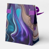 Elegant Paarse Goud & Aqua Monogram Bedankdoosjes (Achterkant)