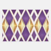 Elegant Paarse Goud en Wit Gemengd Patroon Inpakpapier Vel (Voorkant)