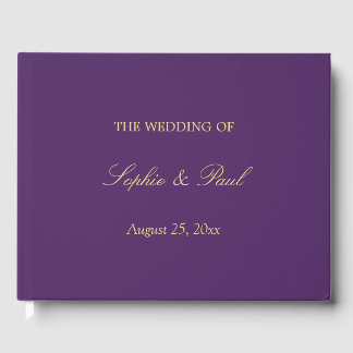 Elegant Paarse gouden beige bruiloft gastenboek