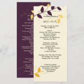 Elegant Paarse gouden bladeren ceremonie programma Programmakaart (Voorkant / Achterkant)