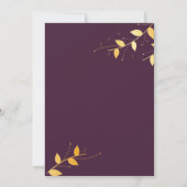 Elegant Paarse gouden bladeren dank u Kaart (Achterkant)