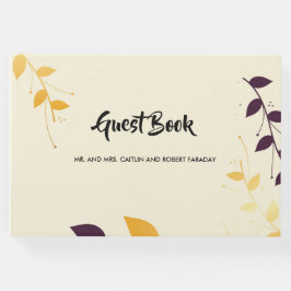 Elegant Paarse gouden bladeren Gastenboek