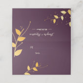Elegant Paarse gouden bladeren Plaatskaartje (Buitenkant ongevouwen)
