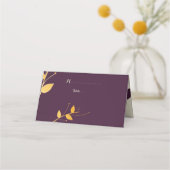 Elegant Paarse gouden bladeren Plaatskaartje (Voorkant)
