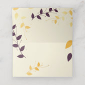 Elegant Paarse gouden bladeren Plaatskaartje (Binnenkant ongevouwen)