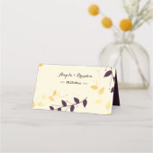 Elegant Paarse gouden bladeren Plaatskaartje (Achterkant)