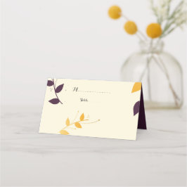 Elegant Paarse gouden bladeren Plaatskaartje
