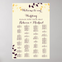 Elegant Paarse gouden bladeren Poster