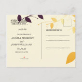 Elegant Paarse gouden bladeren Save the Date Aanko Aankondigingskaart (Achterkant)