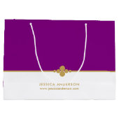 Elegant Paarse gouden Custom Groot Cadeauzakje (Achterkant)