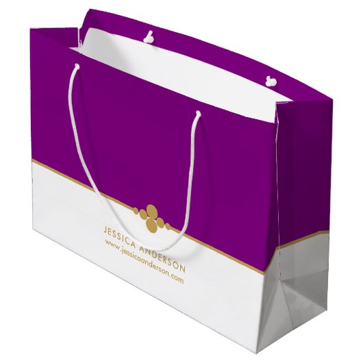 Elegant Paarse gouden Custom Groot Cadeauzakje (Achterkant Gekanteld)
