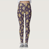Elegant Paarse & Gouden Fleur-de-Lis | Mardi Gras Leggings (Voorkant)