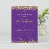 Elegant Paarse Gouden Glitter 2024 Afstuderen Kaart (Staand voorkant)