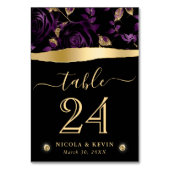 Elegant Paarse & Gouden Glitter Roos Bloemenbruilo Kaart (Achterkant)