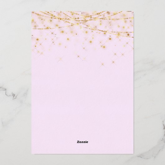 Elegant Paarse gouden kerstfeest Folie Uitnodiging (Achterkant)