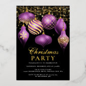 Elegant Paarse gouden kerstfeest Folie Uitnodiging (Voorkant)