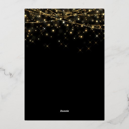 Elegant Paarse gouden kerstfeest Folie Uitnodiging (Achterkant)