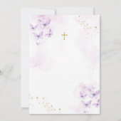 Elegant Paarse & gouden kruis Eerste Heilige Commu Kaart (Achterkant)