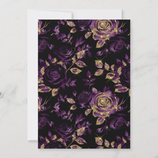 Elegant Paarse & Gouden Roos Bloemen 60ste Verjaar Kaart (Achterkant)