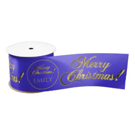 Elegant Paarse gouden script naar of van Kerstmis Satijnen Lint