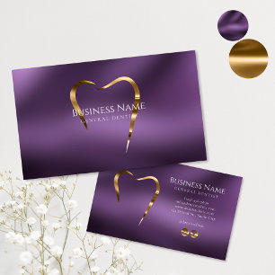 Elegant Paarse gouden tandarts Visitekaartje ontwe