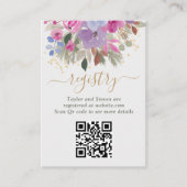 Elegant Paarse gouden winter bloemenbruids registe Informatiekaartje (Voorkant)