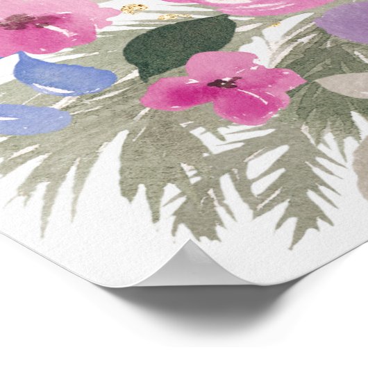 Elegant Paarse gouden winter bloemenbruids welkom Poster (Hoek)