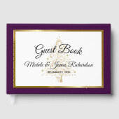 Elegant Paarse gouden winter vakantie bruiloft Gastenboek (Voorkant)
