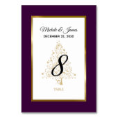 Elegant Paarse gouden winter vakantie bruiloft Kaart (Achterkant)