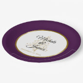 Elegant Paarse gouden winter vakantie bruiloft Papieren Bordje (Gekanteld)