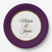 Elegant Paarse gouden winter vakantie bruiloft Papieren Bordje (Voorkant)