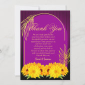 Elegant Paarse Gouden Zonnebloem Wedding Jubileum Bedankkaart (Voorkant)