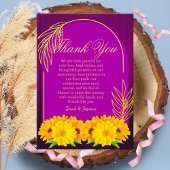 Elegant Paarse Gouden Zonnebloem Wedding Jubileum Bedankkaart