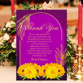 Elegant Paarse Gouden Zonnebloem Wedding Jubileum Bedankkaart