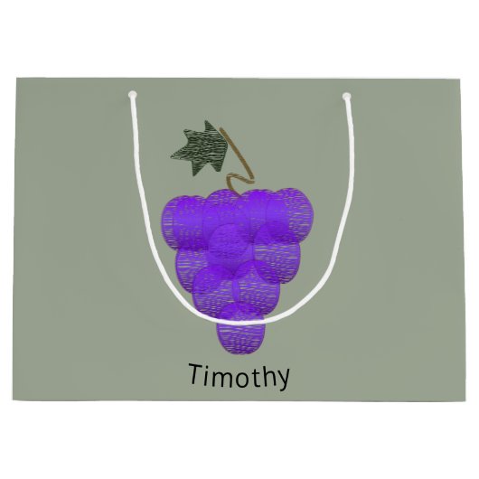 Elegant Paarse Grapes Sketch Groot Cadeauzakje (Voorkant)