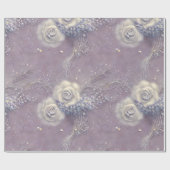 Elegant Paarse Grijs Bloemen en Parel Cadeaupapier (Vlak)