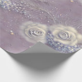Elegant Paarse Grijs Bloemen en Parel Cadeaupapier (Hoek)