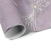 Elegant Paarse Grijs Bloemen en Parel Cadeaupapier (Rol Hoek)
