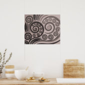 Elegant Paarse-grijze Varen-Frond Curls Poster (Keuken)