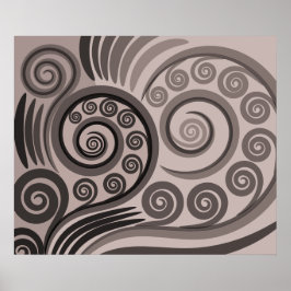 Elegant Paarse-grijze Varen-Frond Curls Poster