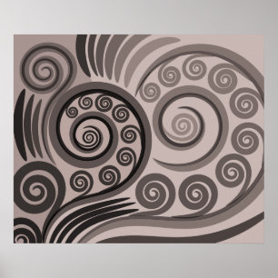 Elegant Paarse-grijze Varen-Frond Curls Poster