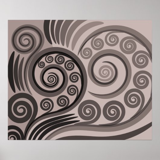 Elegant Paarse-grijze Varen-Frond Curls Poster (Voorkant)