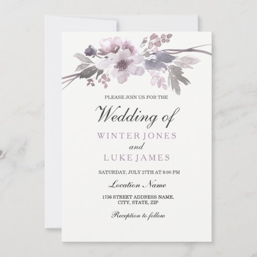 Elegant Paarse Grijze Winterspelen Kaart (Voorkant)