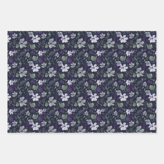 Elegant Paarse Groene Bloemen Decoupage Gift Inpakpapier Vel (Voorkant 3)