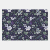 Elegant Paarse Groene Bloemen Decoupage Gift Inpakpapier Vel (Voorkant 2)