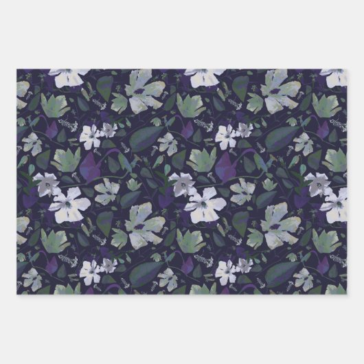 Elegant Paarse Groene Bloemen Decoupage Gift Inpakpapier Vel (Voorkant 2)