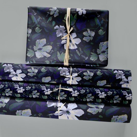 Elegant Paarse Groene Bloemen Decoupage Gift Inpakpapier Vel